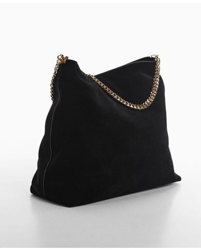 Mango Chain Leather Bag - Black