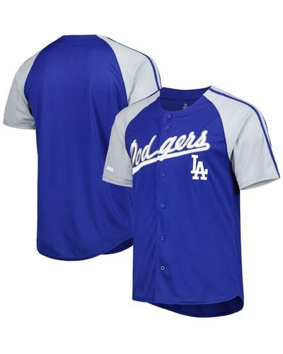 Stitches Los Angeles Dodgers Button-down Raglan Fashion Jersey - Blue