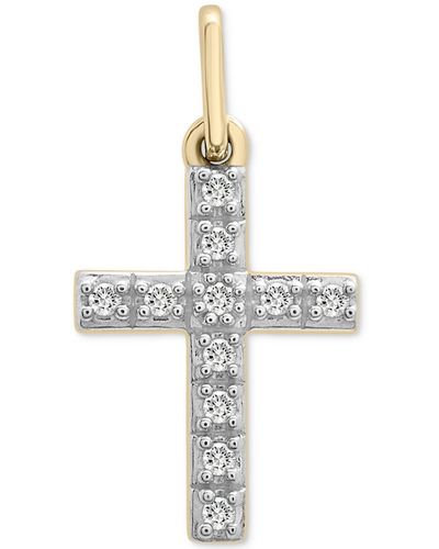 Wrapped in Love Diamond Cross Charm Pendant (1/20 Ct. T.w. - Metallic