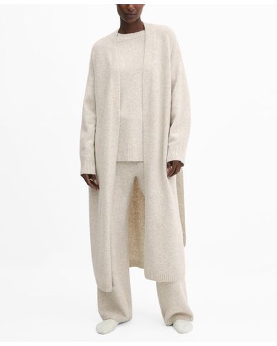 Mango Oversize Knit Cardigan - Natural