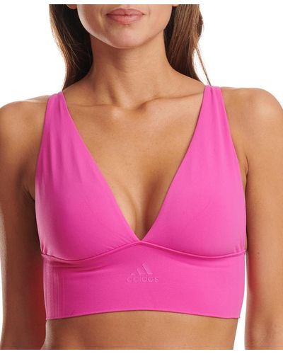 adidas Intimates Longline Plunge Light Support Bra 4a7h69 - Pink