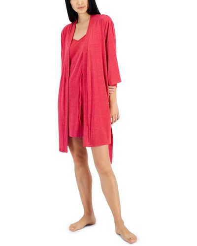 INC International Concepts 2-pc. Sparkle Robe & Chemise Set - Red