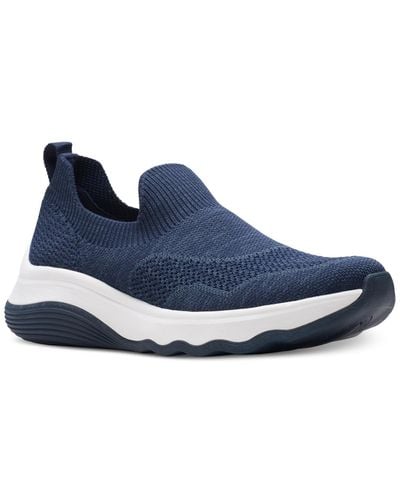 Clarks Circuit Path Knit Slip-on Wedge Shoes - Blue