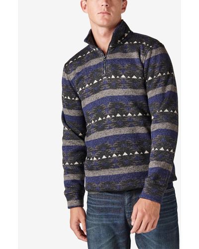 Lucky Brand Los Feliz Half Zip Mock Neck Sweater - Blue