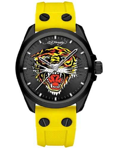 Ed Hardy Matte Yellow Silicone Strap Watch 46mm