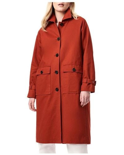 Bernardo Long Trench Style Raincoat - Red