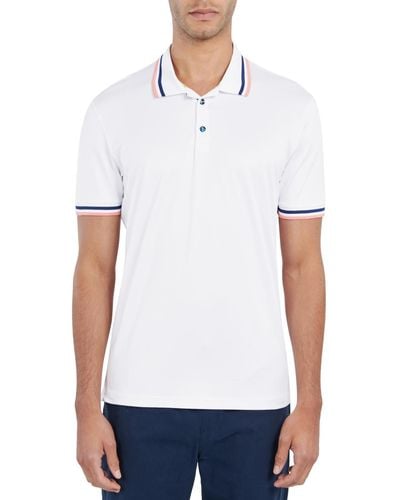 Society of Threads Slim Fit Solid Tipped Performance Polo - White