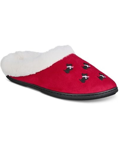 Charter Club Scottie Dogs Hoodback Slippers, Created For Macy's - Red