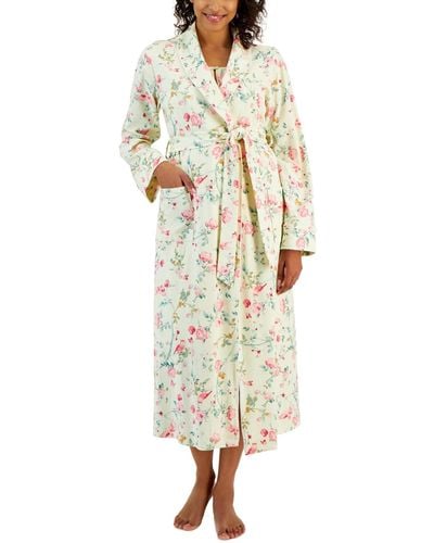 Charter Club Cotton Floral Belted Robe - Natural