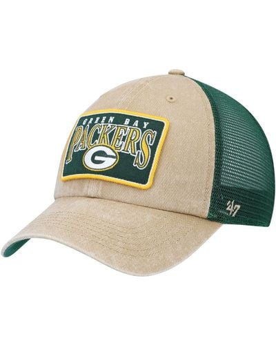 '47 Khaki Green Bay Packers Dial Trucker Clean Up Snapback Hat