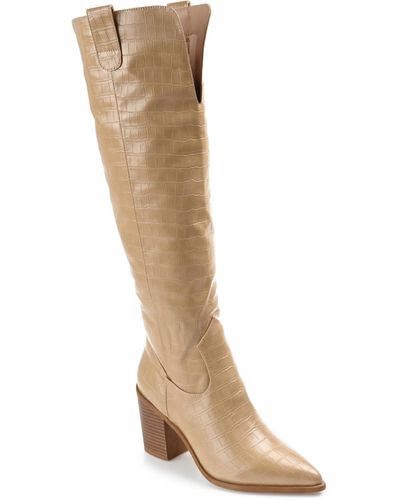 Journee Collection Therese Extra Wide Calf Knee High Boots - Natural