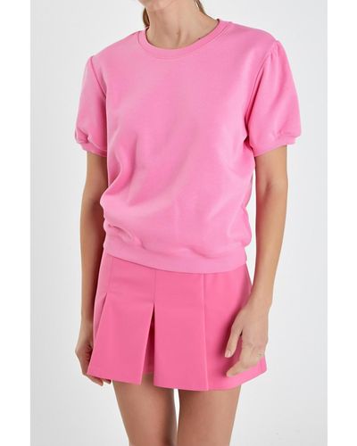 English Factory French Terry Puff Sleeve Sweatshirt - Pink