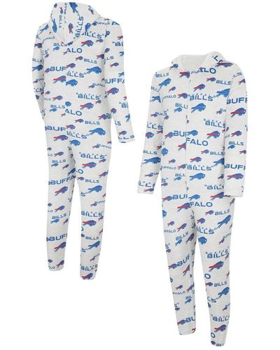 Concepts Sport Buffalo Bills Allover Print Docket Union Full-zip Hooded Pajama Suit - Blue