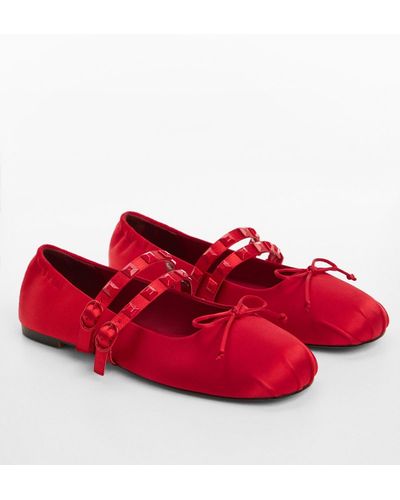 Mango Studded Ballerinas - Red