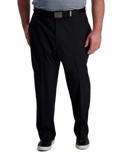 Haggar Big & Tall Cool Right Performance Flex Classic Fit Flat Front Pant - Black