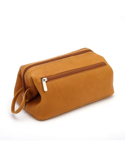 ROYCE New York Colombian Leather Toiletry Bag - Brown
