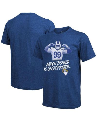 Majestic Threads Aaron Donald Royal Los Angeles Rams Tri-blend Player T-shirt - Blue