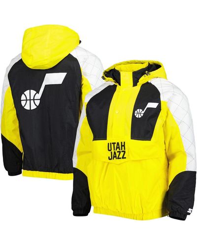 Starter Utah Jazz Body Check Raglan Hoodie Half-zip Jacket - Yellow