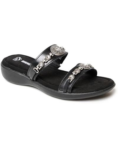 Minnetonka Brenn Embellished Slide Sandals - Black