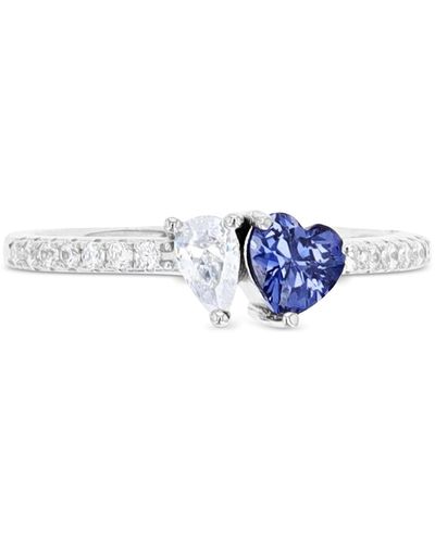 Macy's Cubic Zirconia Heart & Pear Two-stone Ring - Blue
