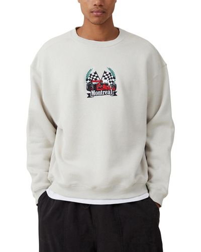 Cotton On Box Fit Graphic Crew Sweater - Gray