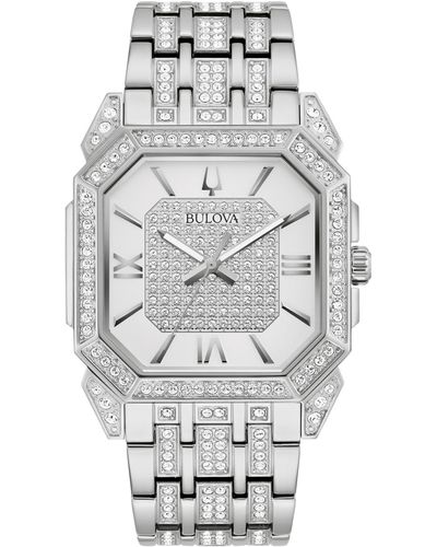 Bulova Crystal Octava Stainless Steel Bracelet Watch 40mm - Metallic