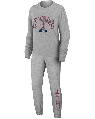 WEAR by Erin Andrews Atlanta Braves Knitted Lounge Set - Gray
