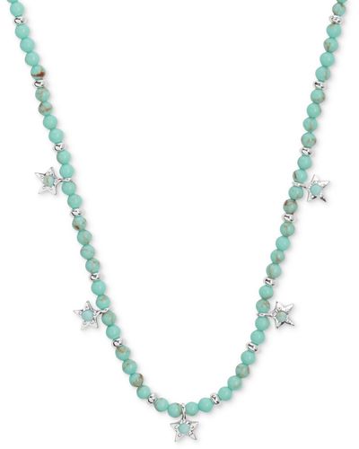 Lucky Brand Tone Beaded Star Strand Necklace - Blue