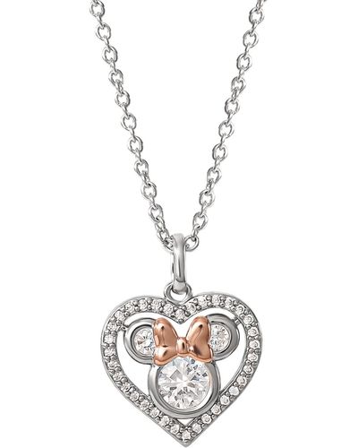 Disney Cubic Zirconia Minnie Mouse Pendant Necklace - Metallic