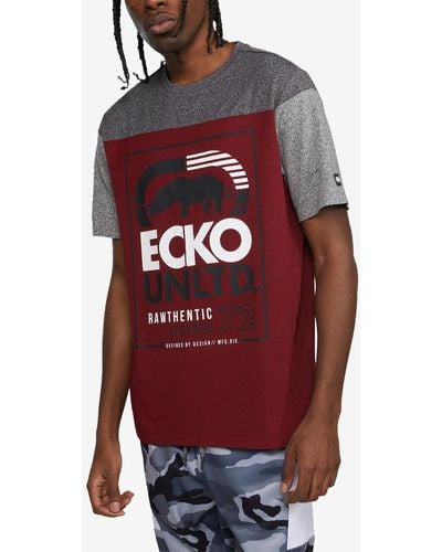 Ecko' Unltd Short Sleeves Double Down Graphic T-shirt - Red