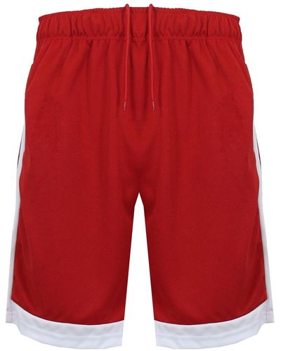 Galaxy By Harvic Premium Active Moisture Wicking Workout Mesh Shorts With Trim - Red