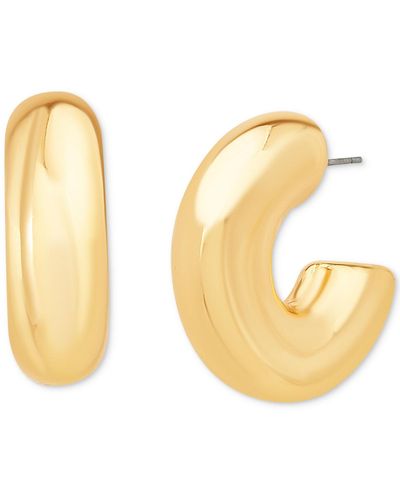 Kensie Tone Chunky Medium Hoop Earrings - Metallic