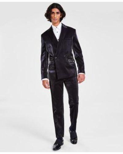 INC International Concepts Inc International Concepts Slim Fit Satin Suit Created For Macys - Blue