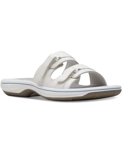 Clarks Cloudsteppers Breeze Piper Comfort Slide Sandals - White