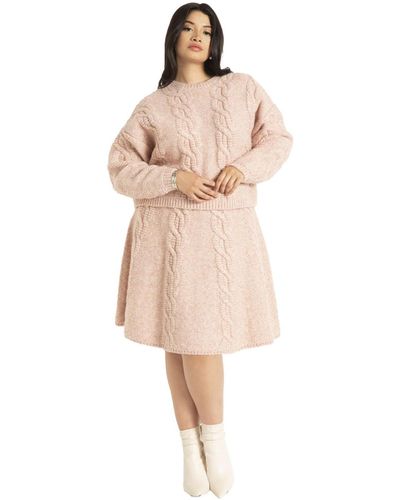 Eloquii Plus Size Flared Knit Mini Skirt - Natural