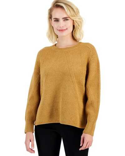 INC International Concepts Petite Ribbed Step-hem Sweater - Natural