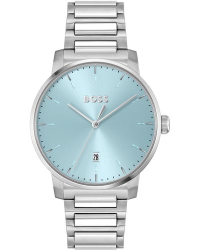 BOSS Dean Quartz Basic Calendar Silver-tone Watch 41mm - Blue