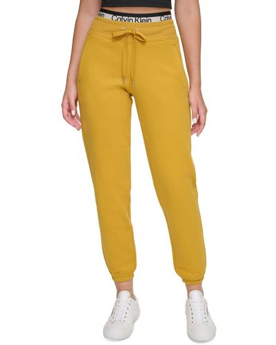 Calvin Klein Performance Logo-tape Fleece sweatpants - Yellow