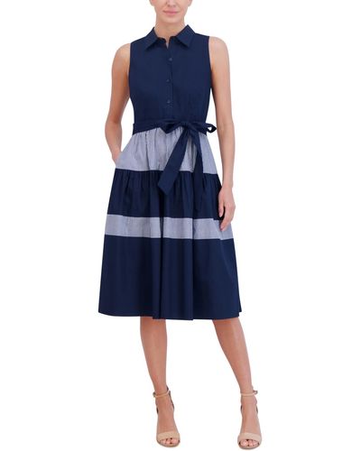 Jessica Howard Colorblocked Tiered Shirtdress - Blue