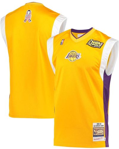 Mitchell & Ness Los Angeles Lakers 2002 Nba Finals Hardwood Classics On-court Authentic Sleeveless Shooting Shirt - Metallic
