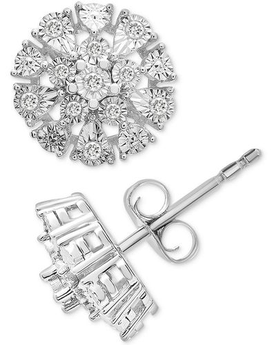 Macy's Diamond Flower Burst Stud Earrings (1/10 Ct. T.w. - White