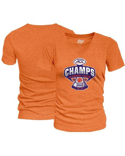 Blue 84 Clemson Tigers 2022 Acc Football Conference Champions Locker Room V-neck T-shirt - Orange