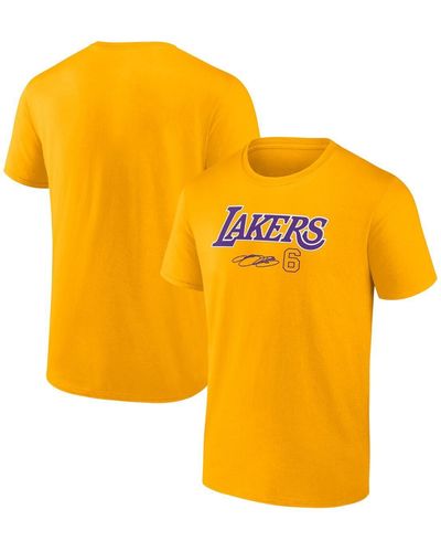 Fanatics Lebron James Los Angeles Lakers Name And Number T-shirt - Yellow