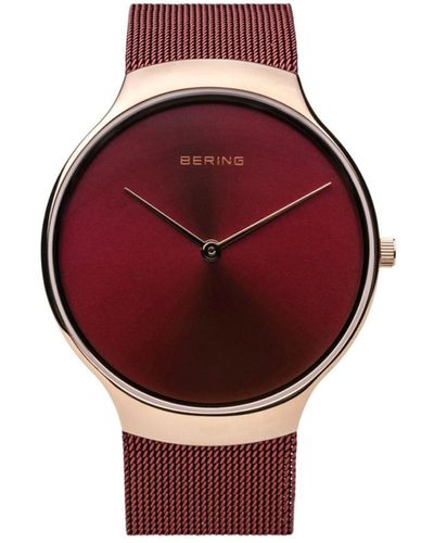 Bering Charity Stainless Steel Case And Mesh Watch - Red
