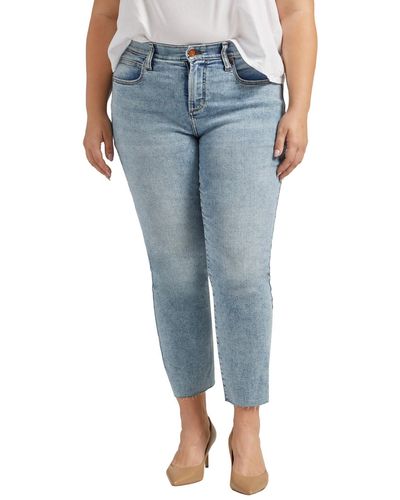 Jag Plus Size Ruby Mid Rise Straight Cropped Jeans - Blue