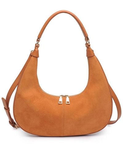 Moda Luxe Teresa Suede Shoulder Bag - Brown