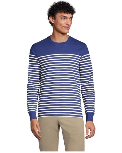 Lands' End Long Sleeve Rugby Crew Tee - Blue