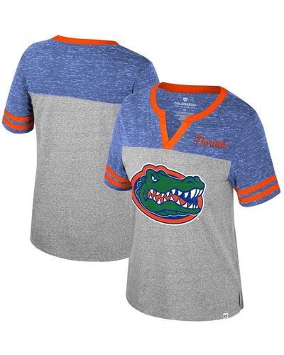 Colosseum Athletics Florida Gators Kate Colorblock Notch Neck T-shirt - Blue