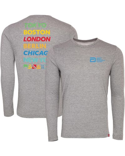 Sportiqe And World Marathon Majors Comfy Long Sleeve Tri-blend T-shirt - Gray