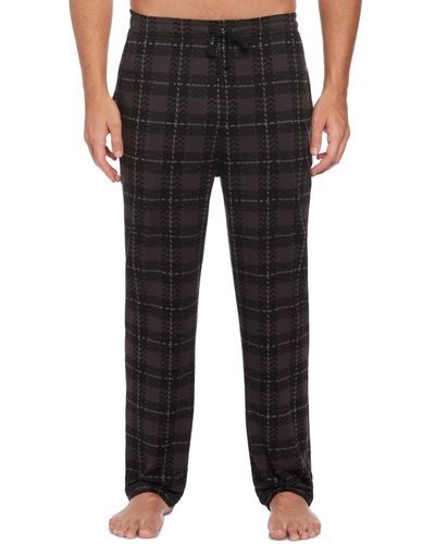 Perry Ellis Ultralux Geo Plaid Pajama Pants - Black